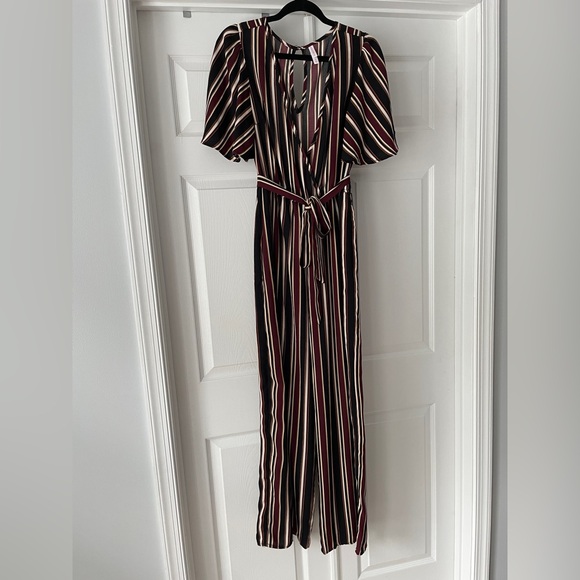 Xhilaration Burgundy and Gold Striped Dress - Picture 1 of 4